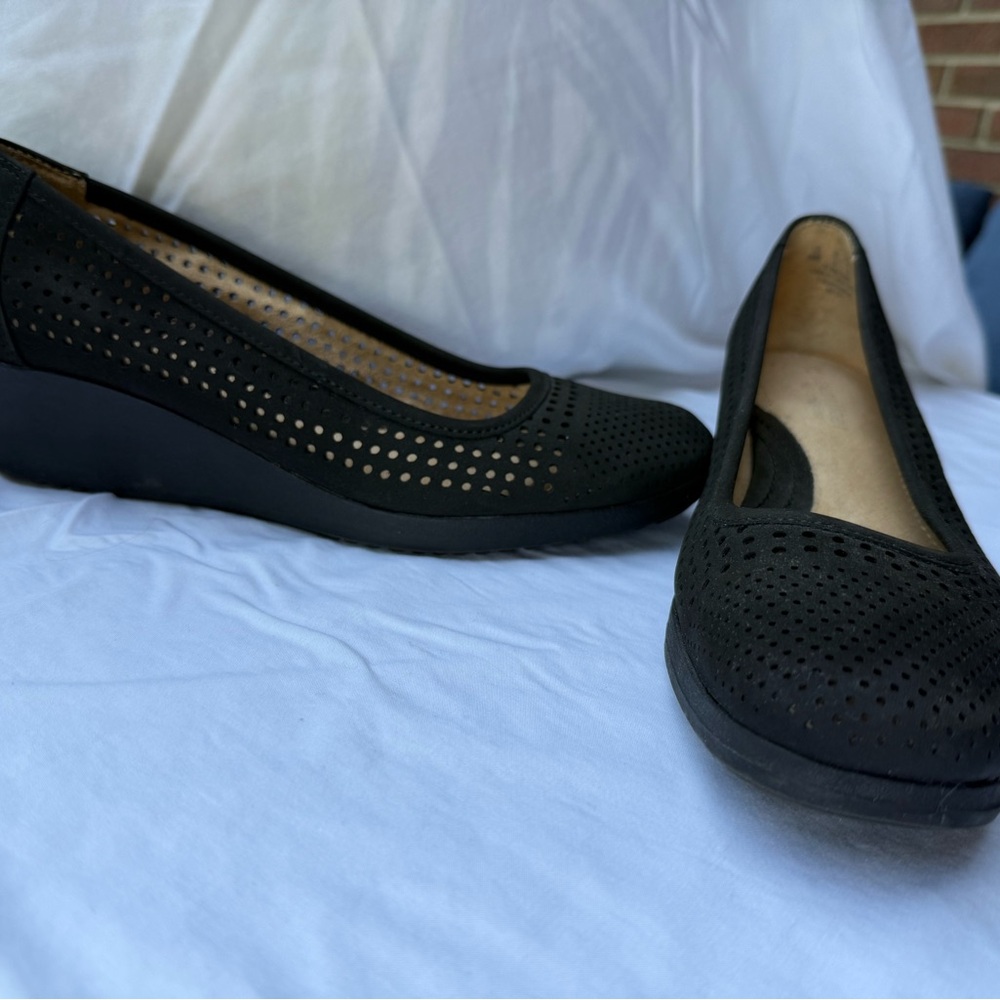 Naturalizer Black Perforated Flats Slip-On
